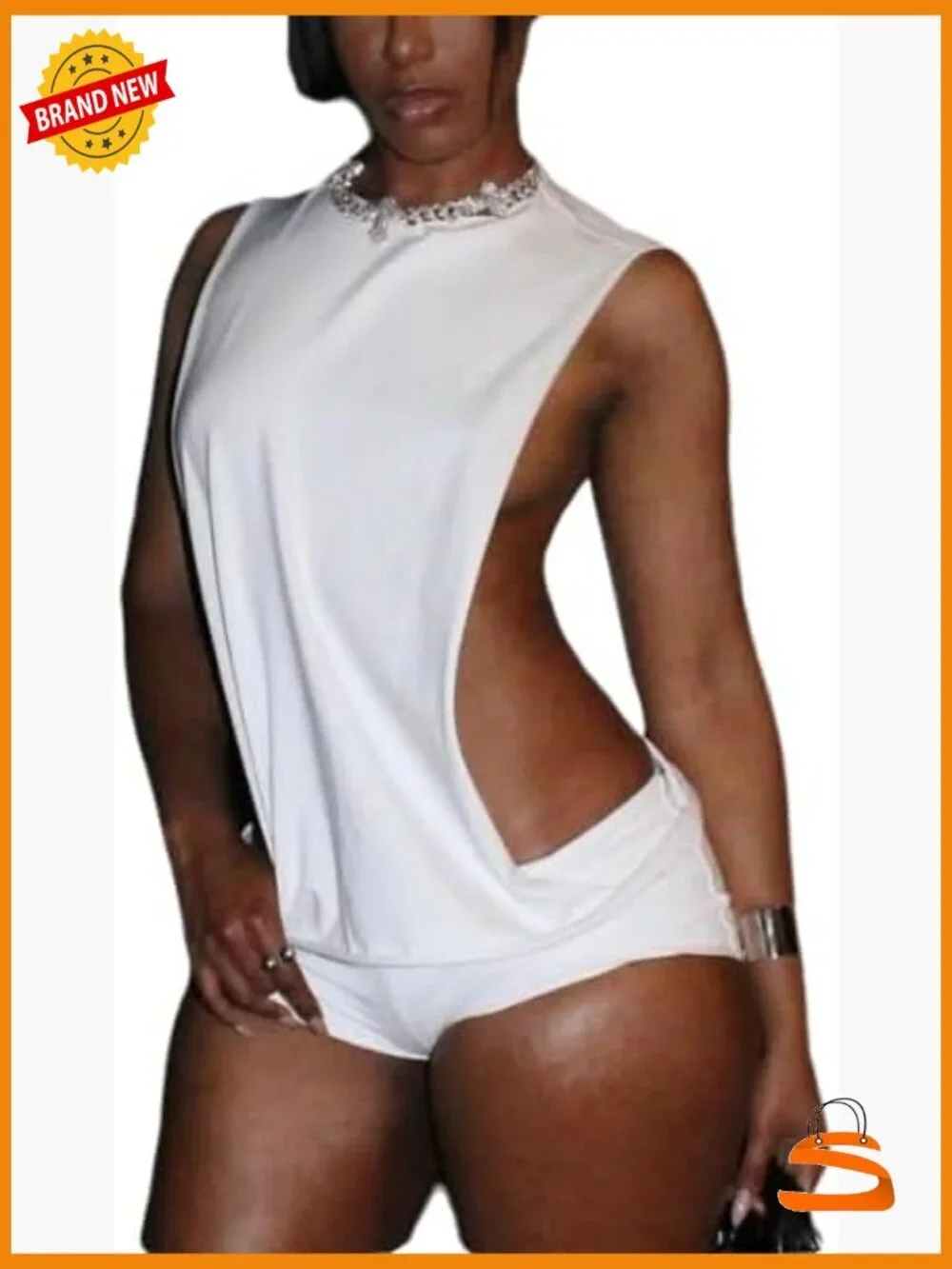 Sleeveless Side Cutout Romper Night Out Clubwear